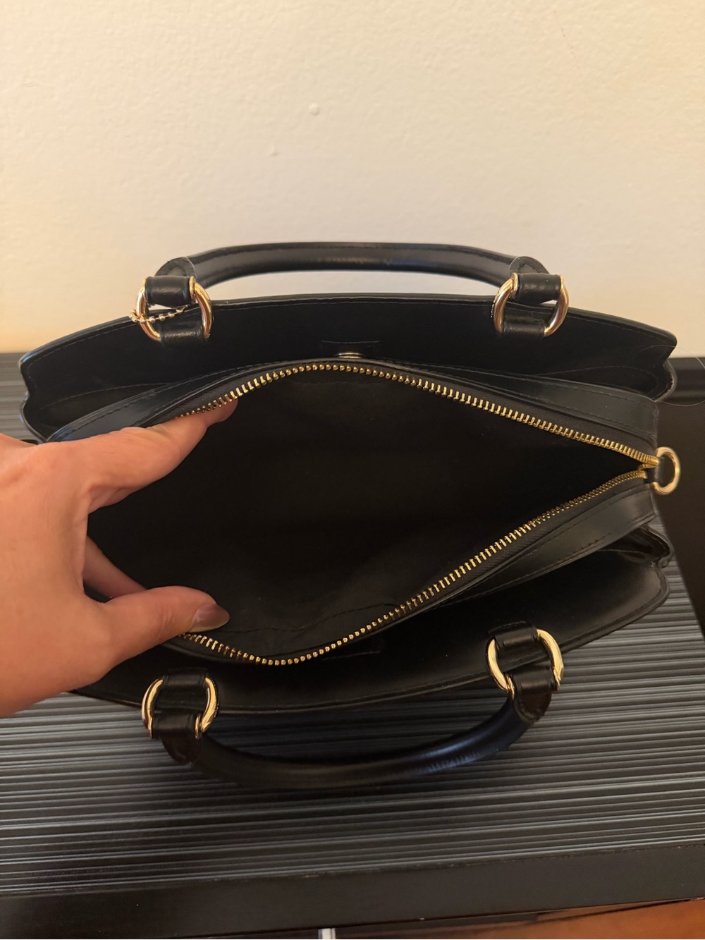 Coach Lillie Carryall Signature Canvas Brown Black Satchel Handbag 91495 - Picture 7 of 11